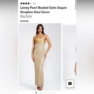 Miss Circle Gold Strapless Maxi Dress - WORN ONCE